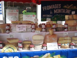 Cheese stall at Chalais Market